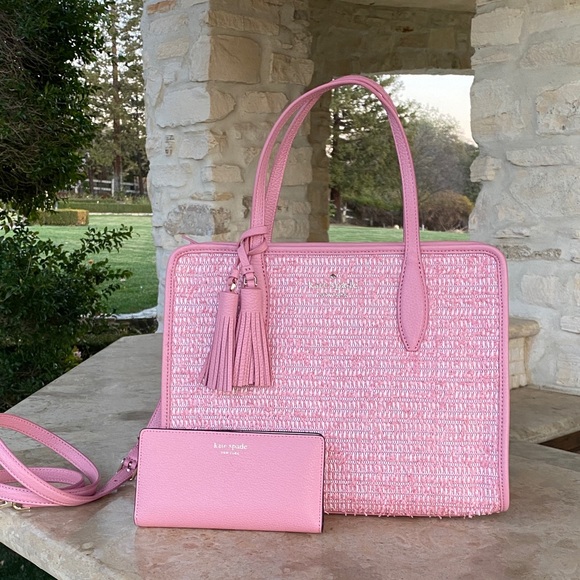 kate spade Handbags - NWT Kate Spade Top zip tweed Satchel&wallet pink